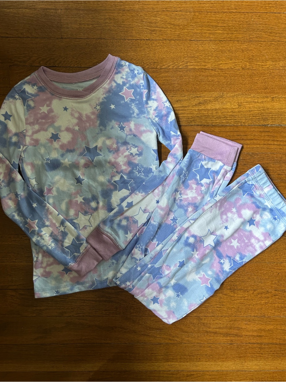 Cuddl Duds Girls Star Tie-Dye Pajama Set - Pink, Blue, White
